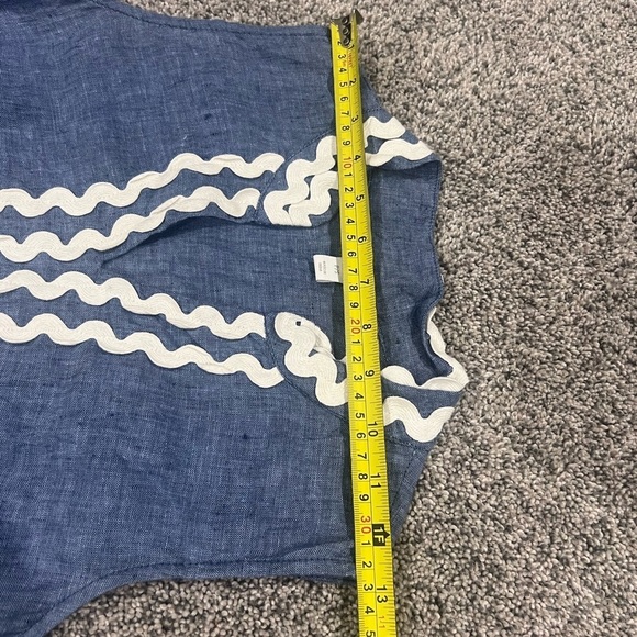 Charter Club 100% Linen Light Chambray Sleeveless Embroidered Tunic Top Size P/S - Picture 7 of 10